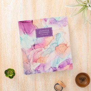 Pastel Swirls Design Personalized  3 Ring Binder