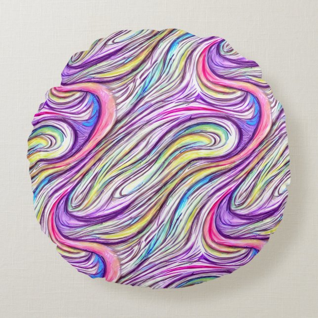 Pastel Swirlscape Round Pillow (Front)