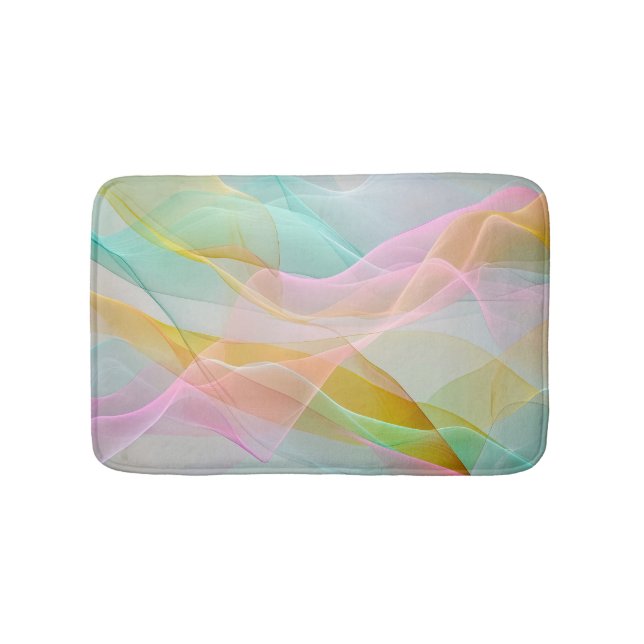 Pastel Symphony of Floating Sheer Ribbons Bath Mat (Front)