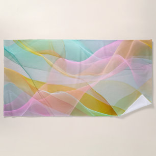 Pastel Symphony of Floating Sheer Ribbons Beach Towel