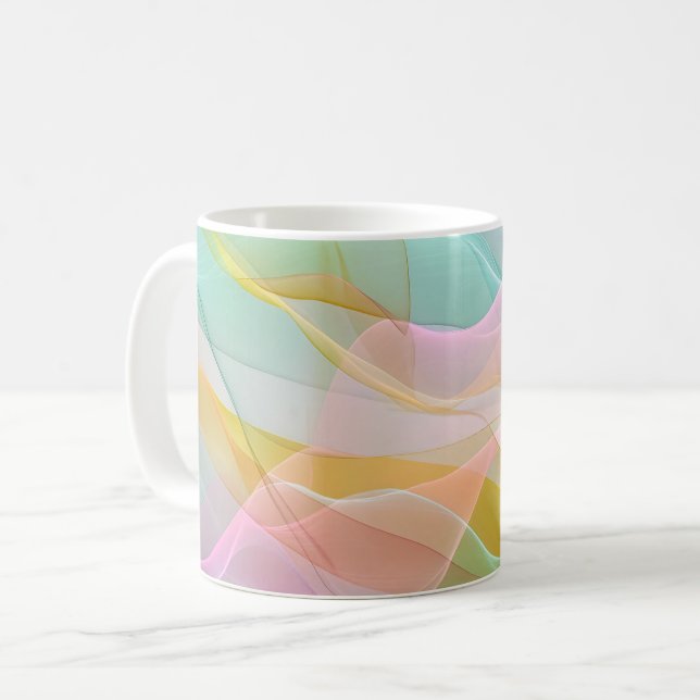 Pastel Symphony of Floating Sheer Ribbons Coffee Mug (Front Left)