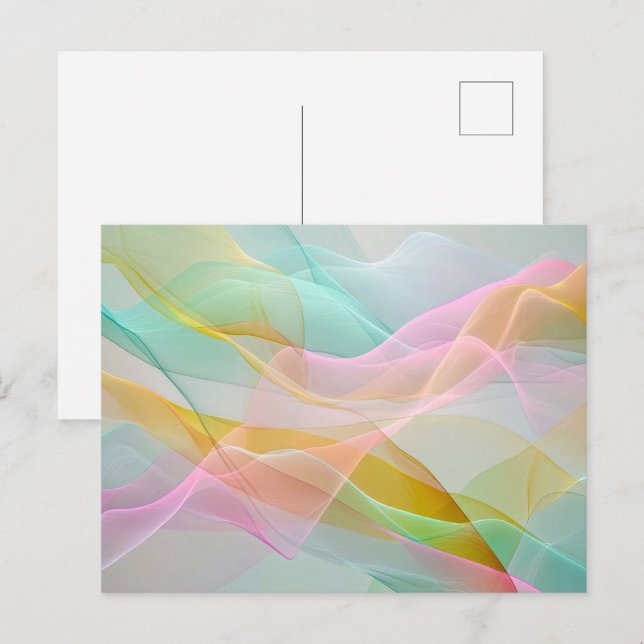 Pastel Symphony of Floating Sheer Ribbons Postcard (Front/Back)