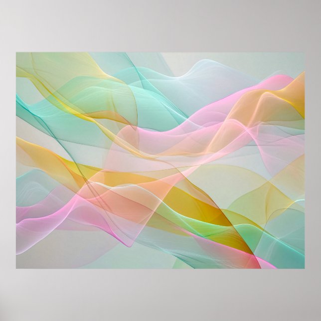 Pastel Symphony of Floating Sheer Ribbons Poster (Front)