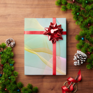 Pastel Symphony of Floating Sheer Ribbons Wrapping Paper