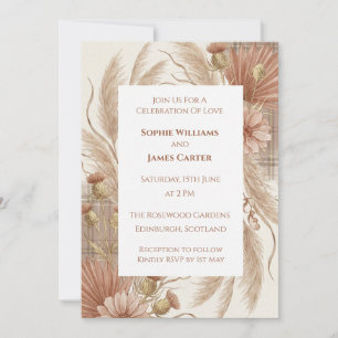 Pastel Tartan Scottish Wedding Invitation