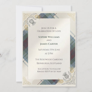 Pastel Tartan Thistle Scottish Wedding Suite Invit Invitation