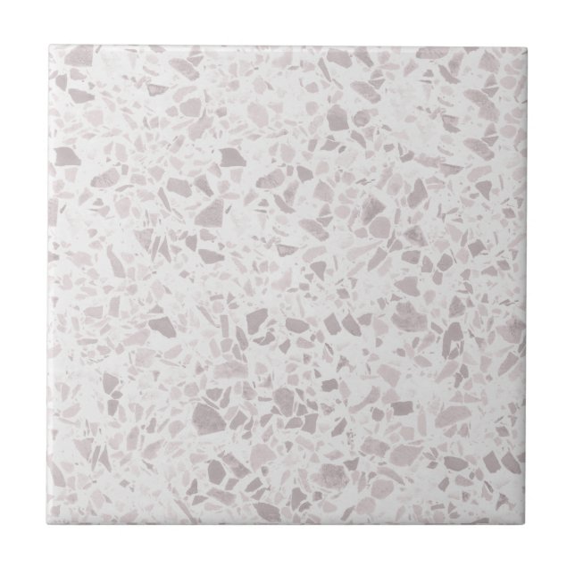 Pastel Taupe and Beige Terrazzo Print   Ceramic Tile (Front)