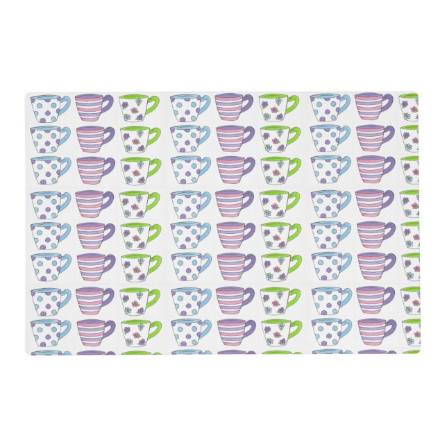 Pastel Tea Cup Teacup Tea Party Cuppa Tea Placemat (Front)