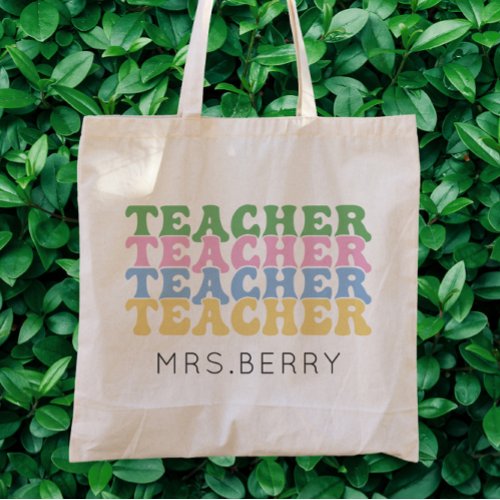 Pastel Teacher Add Your Name Tote Bag