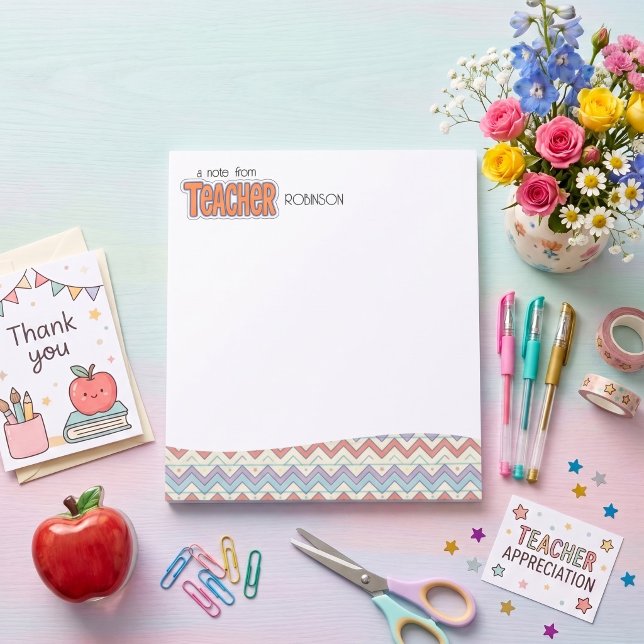 Pastel Teacher appreciation retro Pattern Notepad (Creator Uploaded)