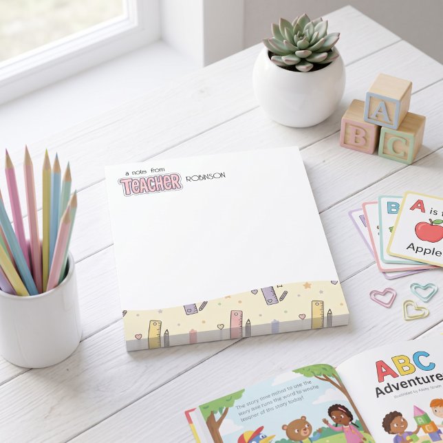 Pastel Teacher appreciation ruler pattern Notepad (Creator Uploaded)