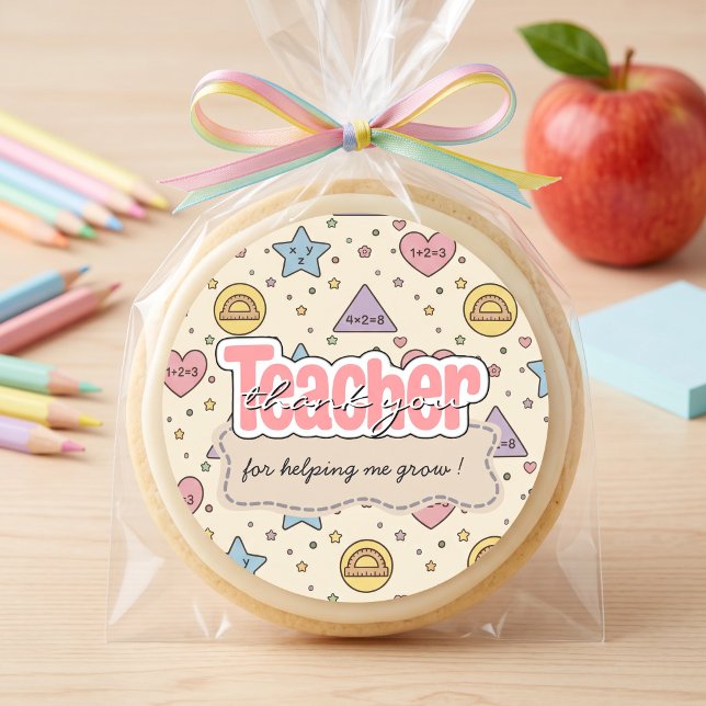 Pastel Teacher Math Shapes Pattern  Classic Round Sticker (Creator Uploaded)