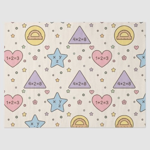 Pastel Teacher Math Shapes Pattern  Tissue Paper
