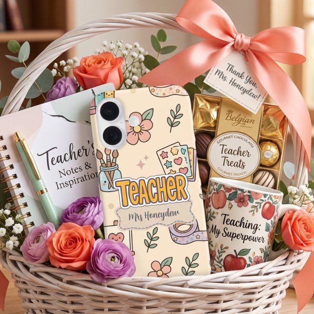 Pastel Teacher School Supplies Pattern  Case-Mate iPhone Case (Creator Uploaded)