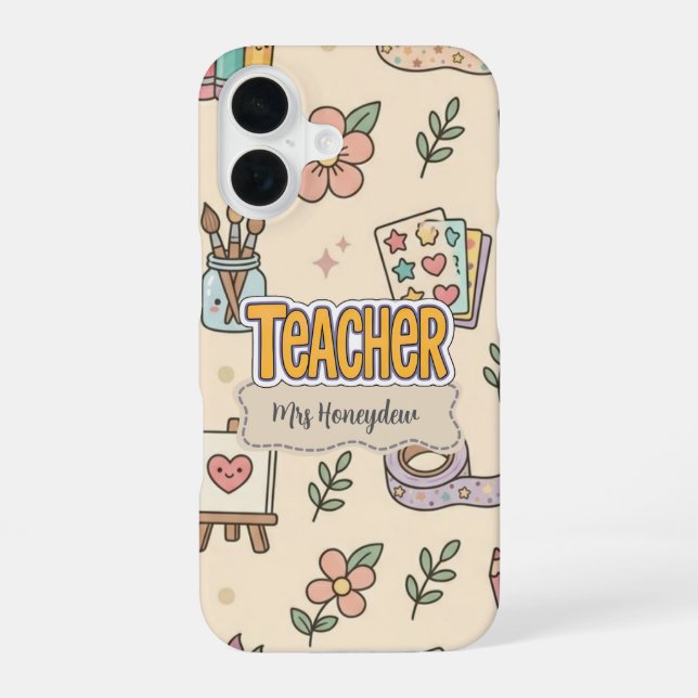 Pastel Teacher School Supplies Pattern  Iphone Case (Back)