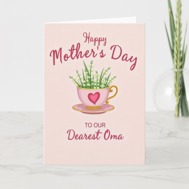 Pastel Teacup Mothers Day Card (Front)