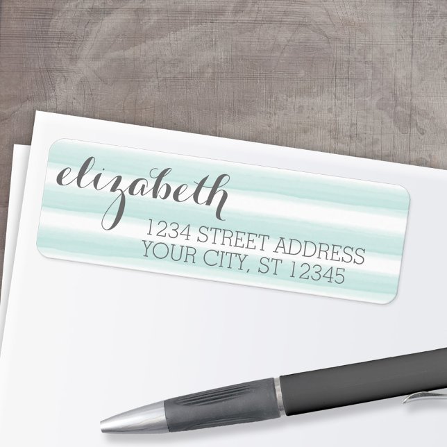 Pastel Teal and Gray Stationery Suite for Women Label (Custom Return Address Labels - Low Minimum)