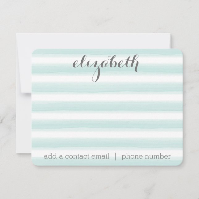 Pastel Teal and Gray Stationery Suite for Women Note Card (Front)