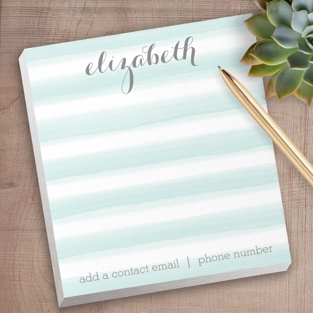 Pastel Teal and Gray Stationery Suite for Women Notepad (Personalized Notepad)
