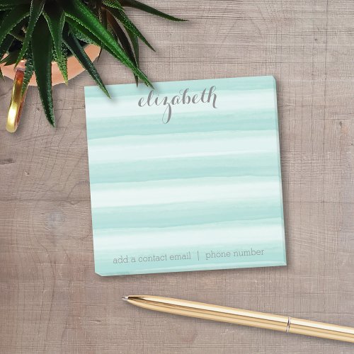 Pastel Teal and Gray Stationery Suite for Women Post_it Notes