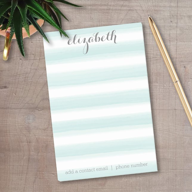 Pastel Teal and Gray Stationery Suite for Women Post-it Notes (Personalized Post-It Notes - Add your name and contact information)