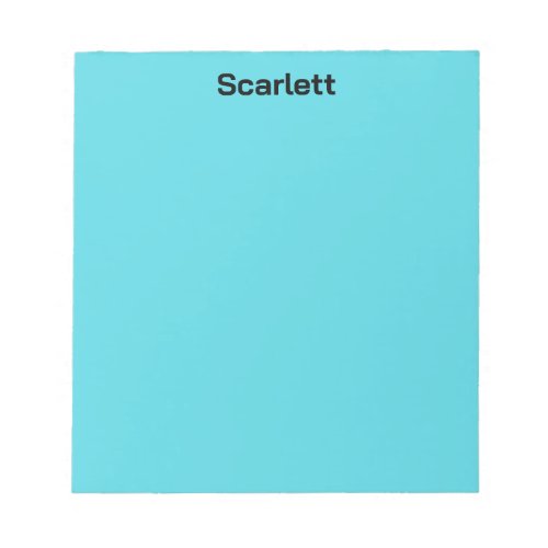 Pastel Teal Color Personalized Name Desk  Notepad