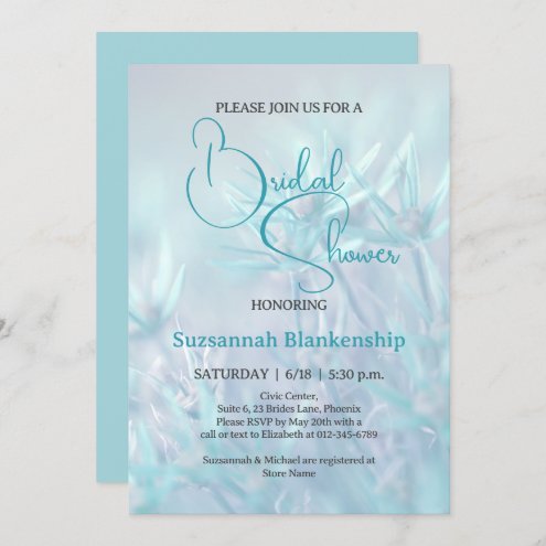 Pastel Teal Floral Background Bridal Shower 
