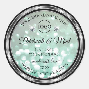 Pastel Teal Glitter Product Labels Diamonds Logo
