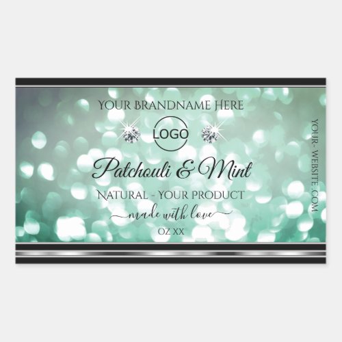 Pastel Teal Glitter Product Labels Diamonds Logo