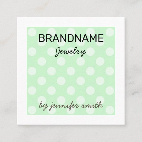 Pastel Teal Polka Dots Handmade Jewelry Display Square Business Card