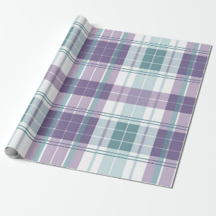 Pastel Teal & Purple Plaid  Wrapping Paper