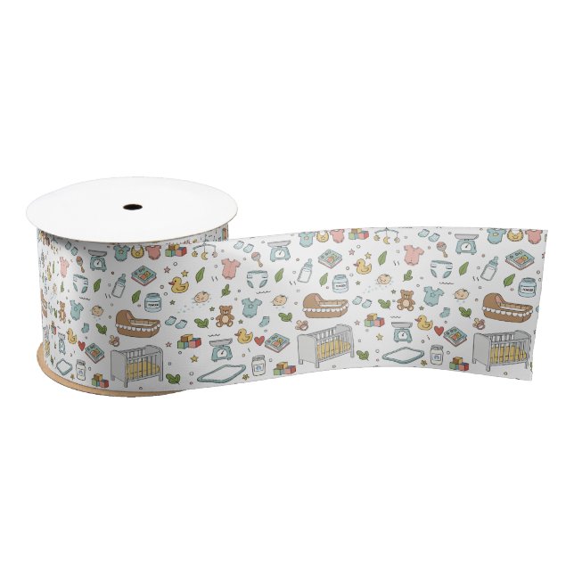Pastel Teddy Bear Duck Gift Ribbon (Spool)