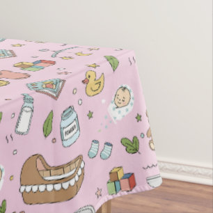 Pastel Teddy Bear Duck Seamless Tablecloth