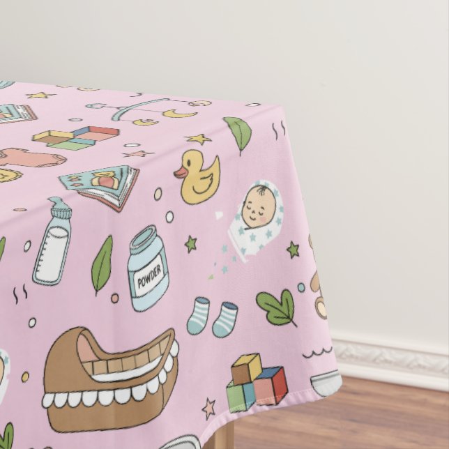 Pastel Teddy Bear Duck Seamless Tablecloth (In Situ)