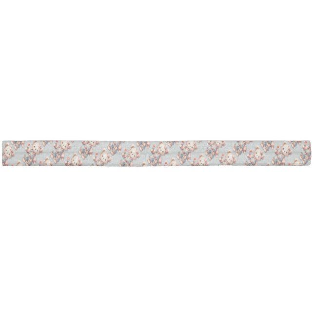 Pastel Teddy Bear Holding Flower Wearing Overalls Elastic Hair Tie (Unwrapped)