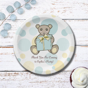Pastel Teddy Bear Kids Birthday / Baby Shower Paper Plates