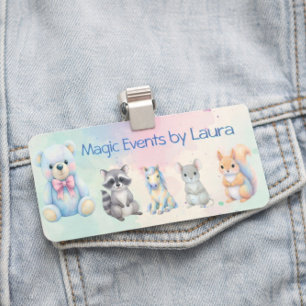 Pastel Teddy Bear Kids Party Name Tag Badge