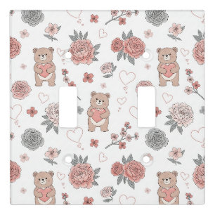 Pastel Teddy Bear Nursery Pattern Light Switch Cover
