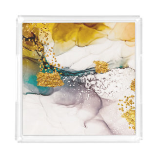 Pastel tenderness: golden swirls art. acrylic tray