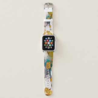 Pastel tenderness: golden swirls art. apple watch band
