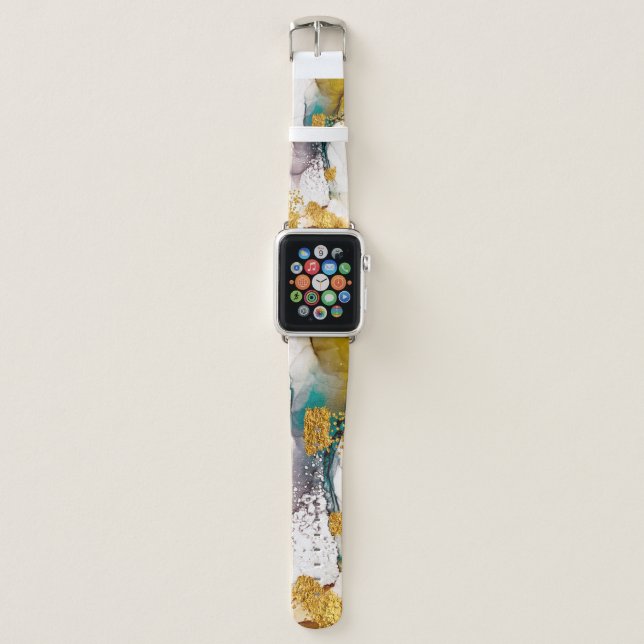 Pastel tenderness: golden swirls art. apple watch band (Front)