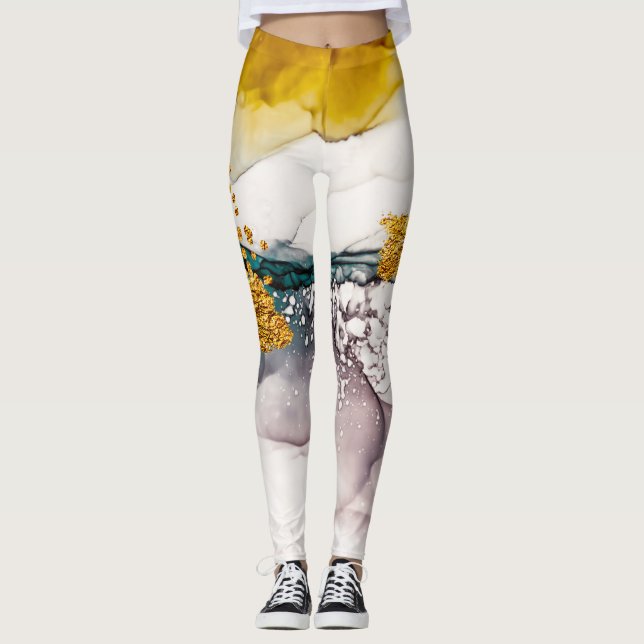 Pastel tenderness: golden swirls art. leggings (Front)