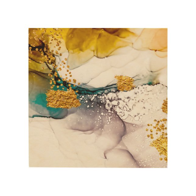 Pastel tenderness: golden swirls art. wood wall art (Front)
