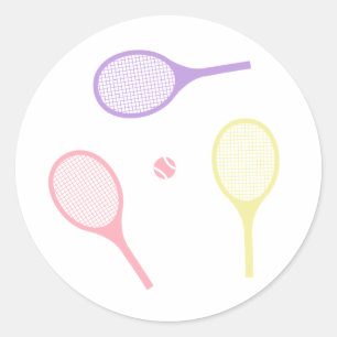 Pastel Tennis Rackets Classic Round Sticker