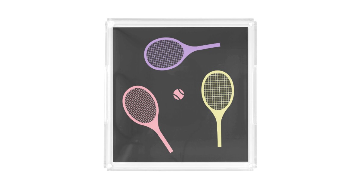 Wood Tennis Racquets and Pink Tennis Balls Personalized Enclosure