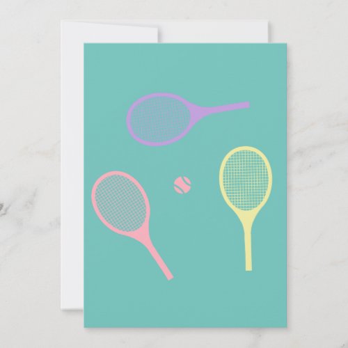 Pastel Tennis Rackets with Tennis Ball on Green  Invitation