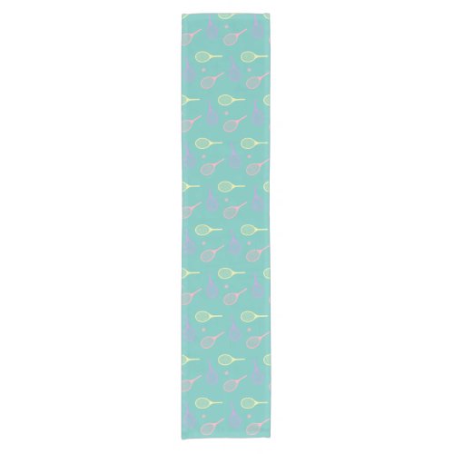 Pastel Tennis Rackets with Tennis Ball on Green  Short Table Runner