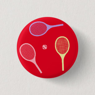 Pastel Tennis Rackets with Tennis Ball on Red Button