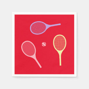 Pastel Tennis Rackets with Tennis Ball on Red Napkins