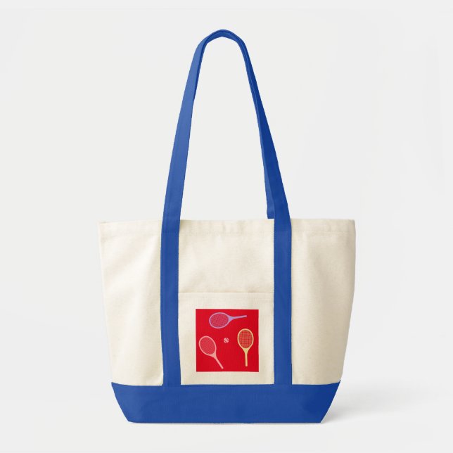 Pastel Tennis Rackets with Tennis Ball on Red   Tote Bag (Front)